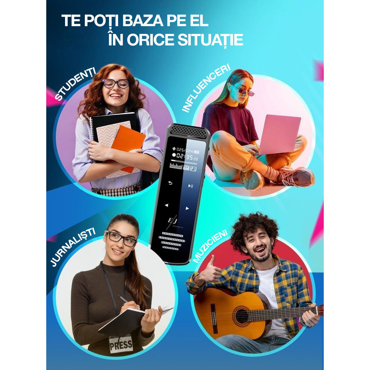 Reportofon profesional cu activare vocala, Q55, 8 GB, difuzor, MP3 - imagine 12