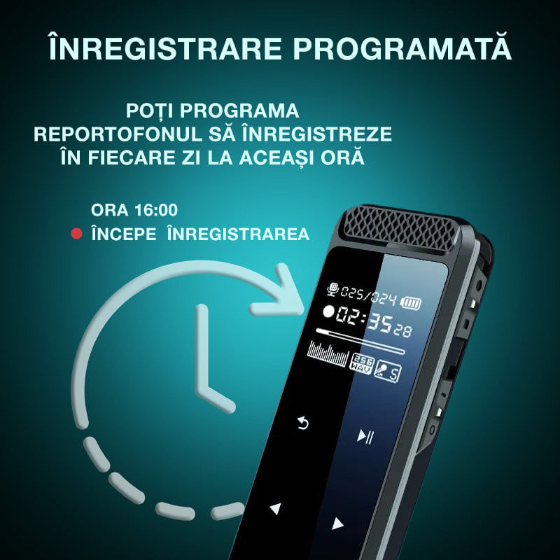 Reportofon profesional cu activare vocala, Q55, 8 GB, difuzor, MP3