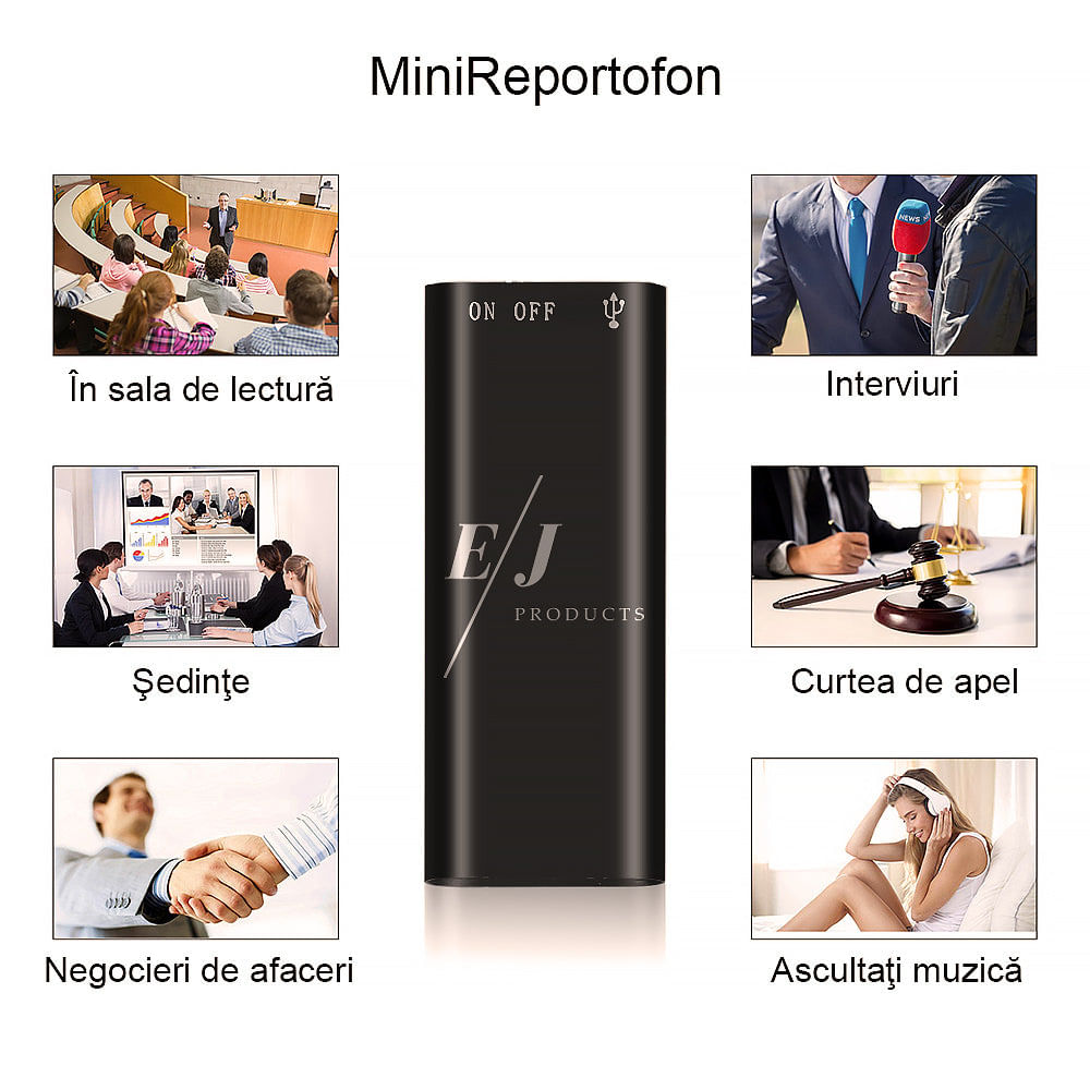 Reportofon cu microfon ascuns, 190 ore de stocare, MP3 Player, 16GB - SQ-003 - 2 | YEO