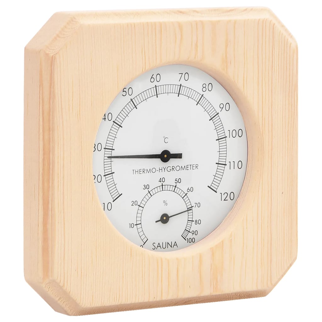 Set 2 in 1 higrotermograf si clepsidra de sauna, lemn masiv pin - 1 | YEO