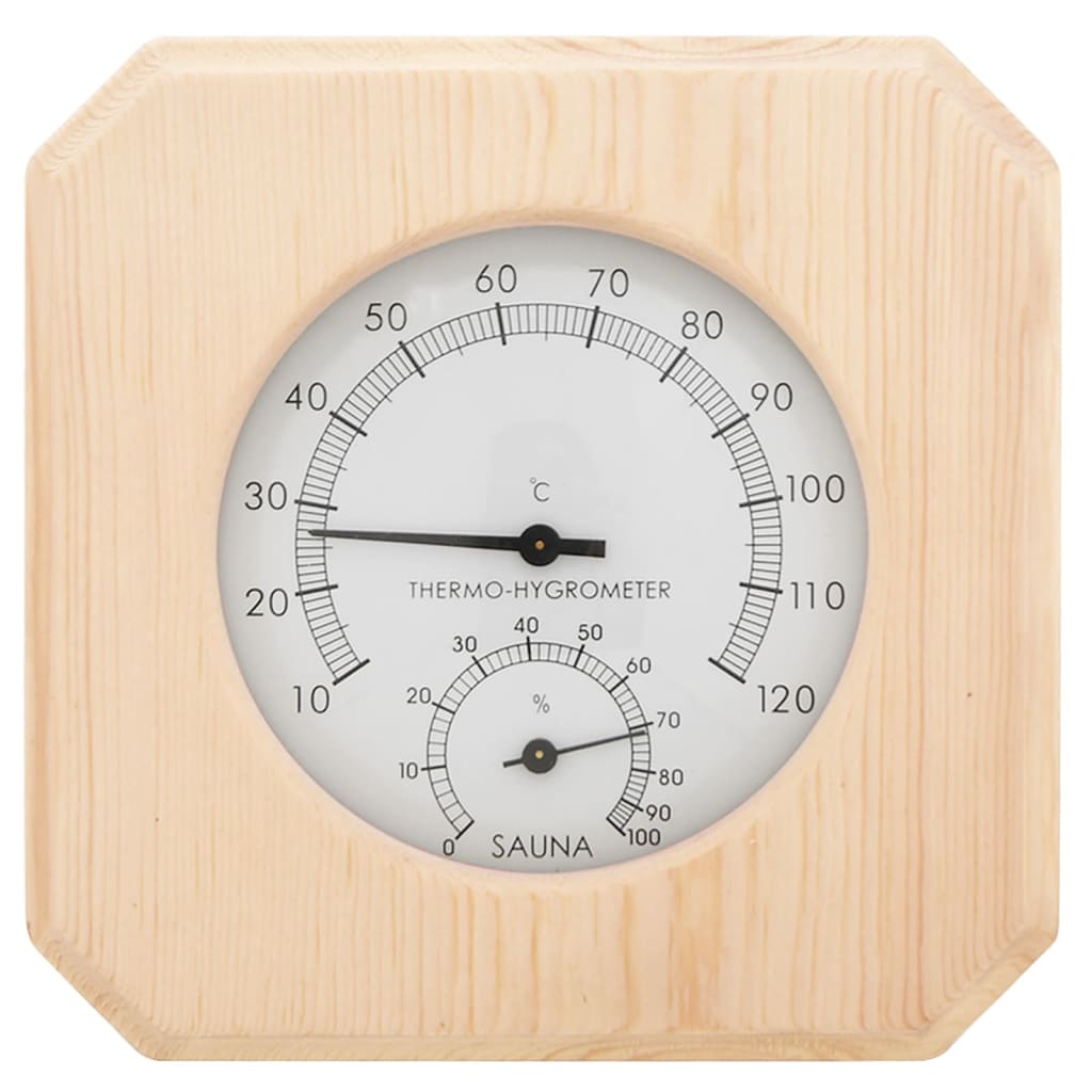 Set 2 in 1 higrotermograf si clepsidra de sauna, lemn masiv pin - 2 | YEO
