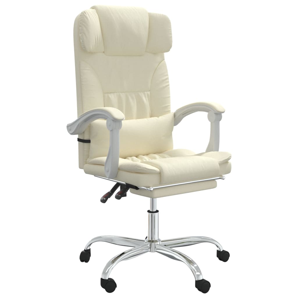 Scaun de birou rabatabil, crem, piele ecologica
