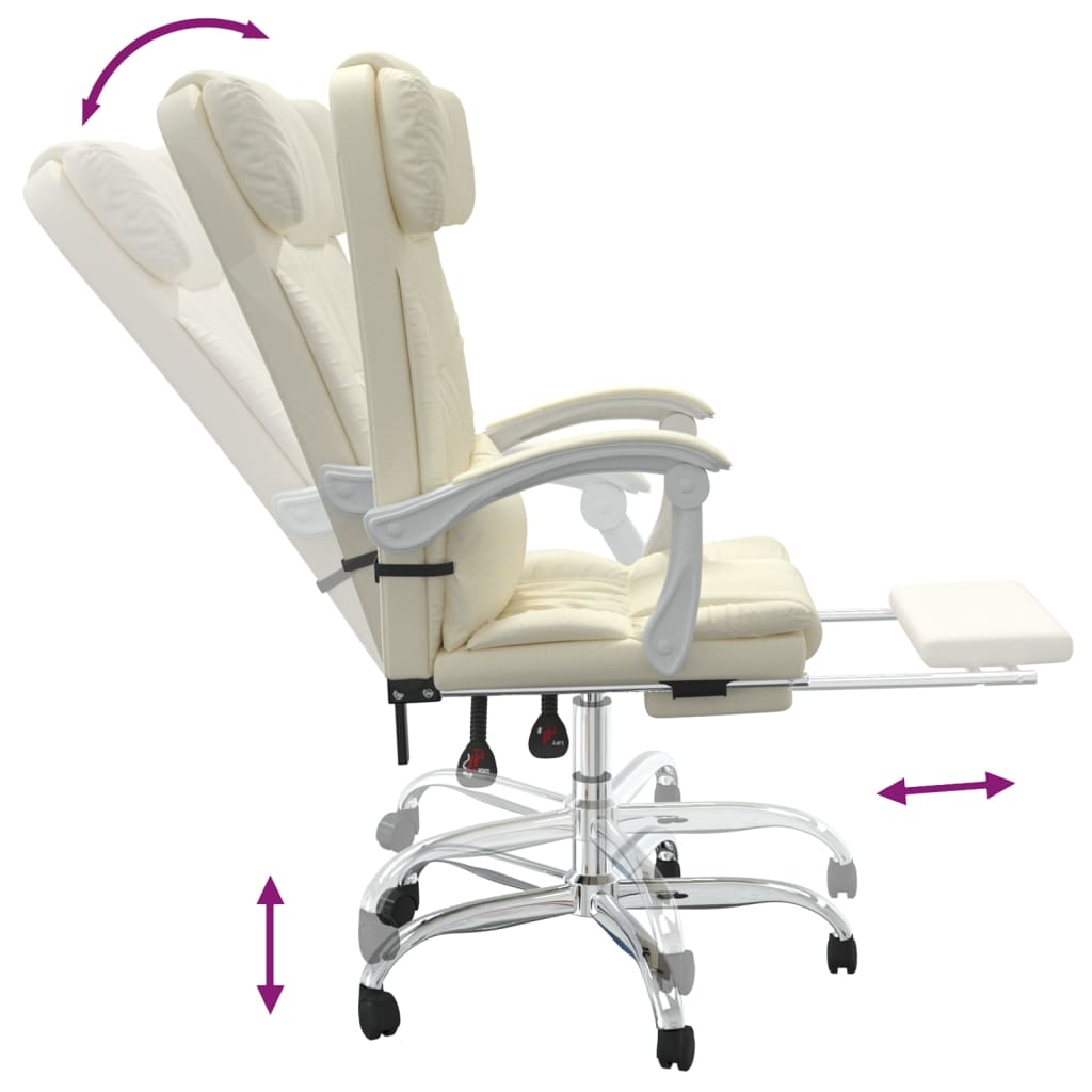 Scaun de birou rabatabil, crem, piele ecologica — imaginea 8