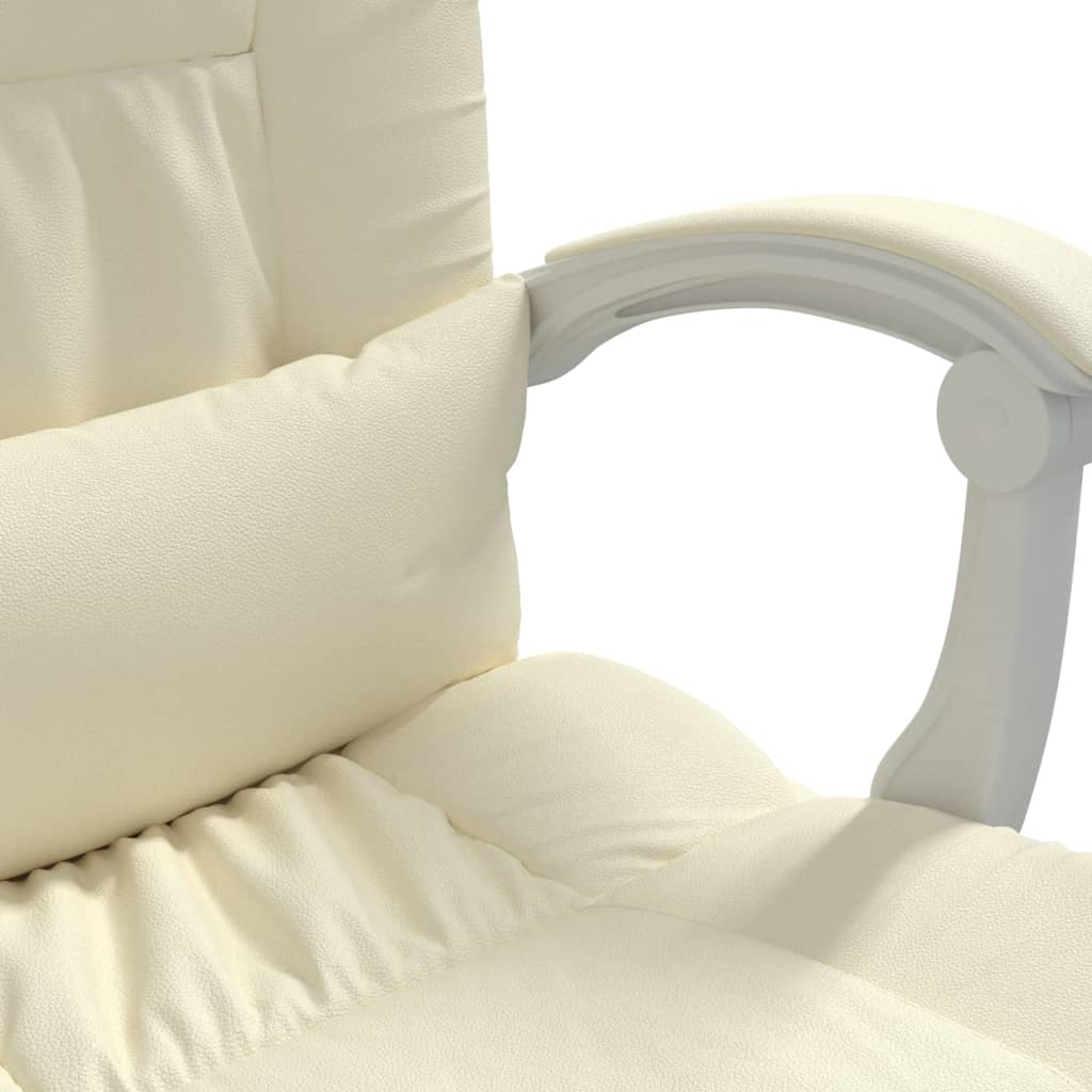 Scaun de birou rabatabil, crem, piele ecologica — imaginea 9
