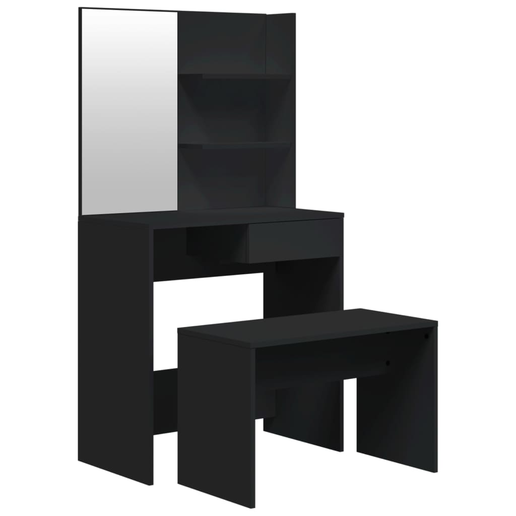 Set masuta de toaleta, negru, 74,5x40x141 cm