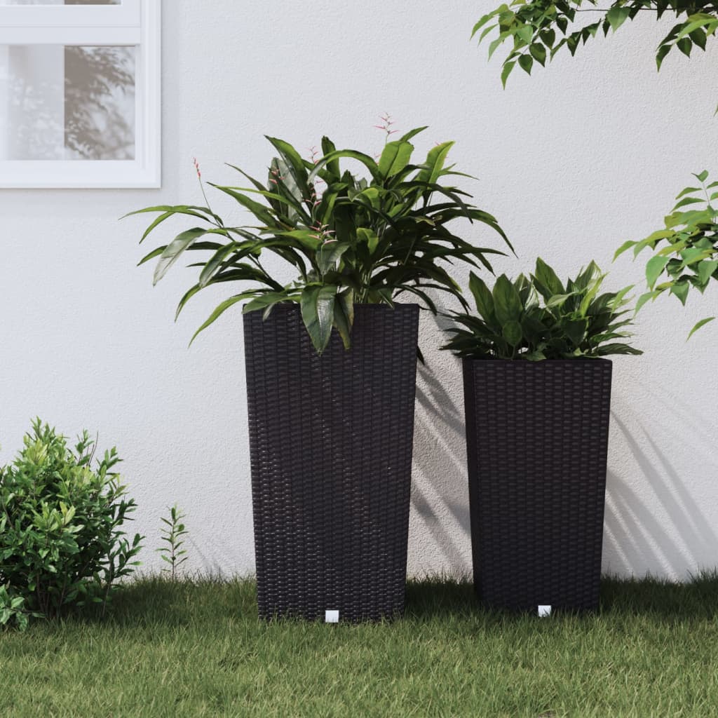 Jardiniera cu interior detasabil, antracit, 21 / 49 L, PP ratan — imaginea 2