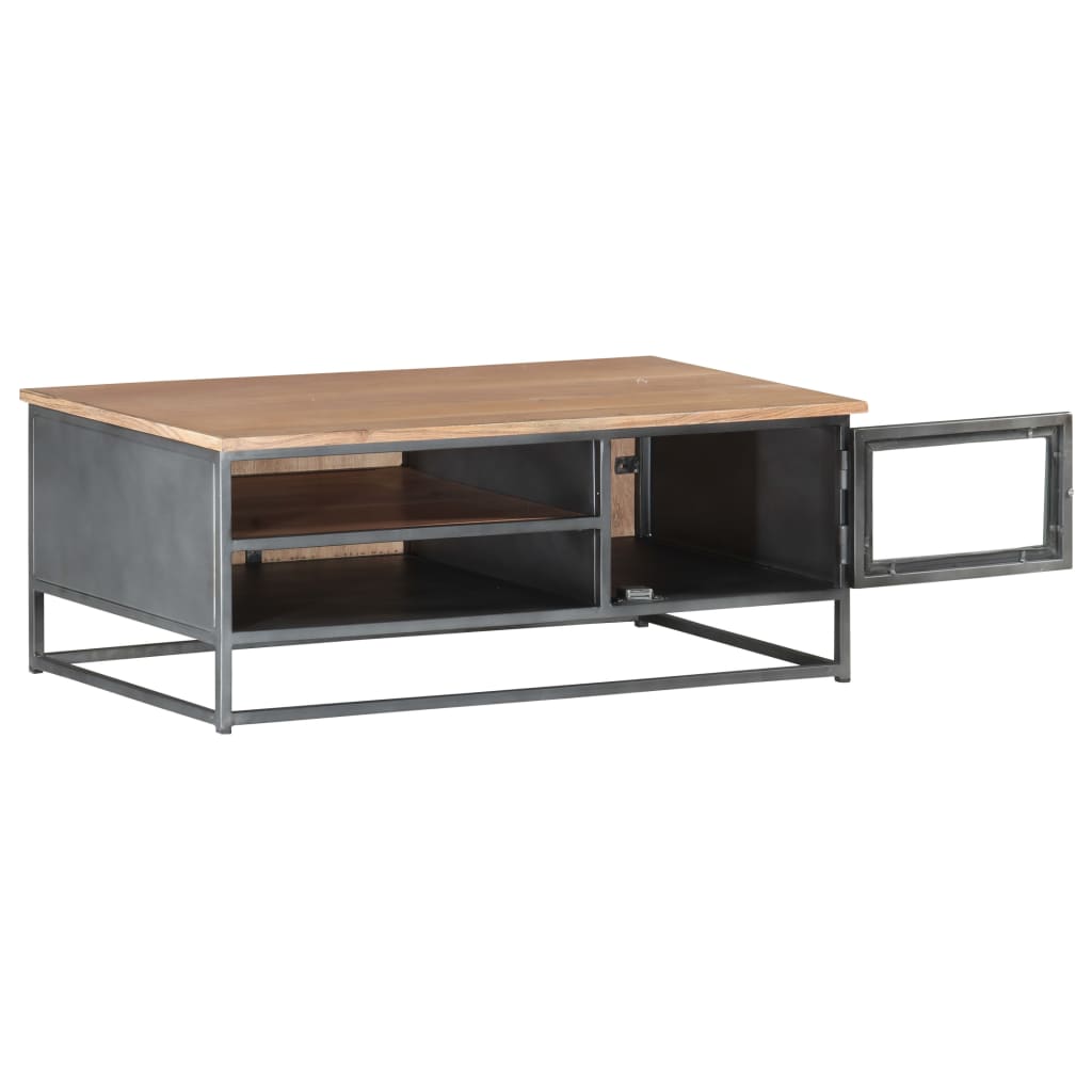 Masuta de cafea, gri, 90x50x35 cm, lemn masiv de acacia — imaginea 3