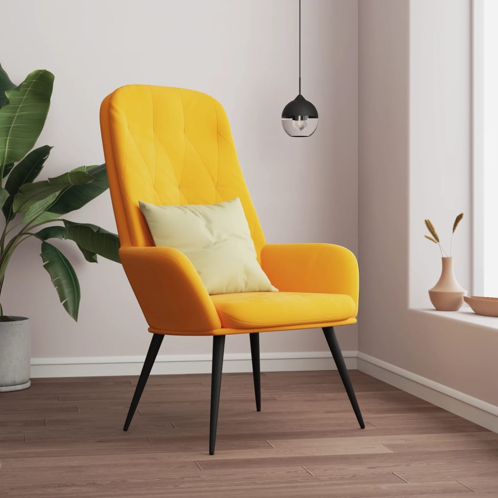 Fotoliu de relaxare, galben mustar, catifea — imaginea 2