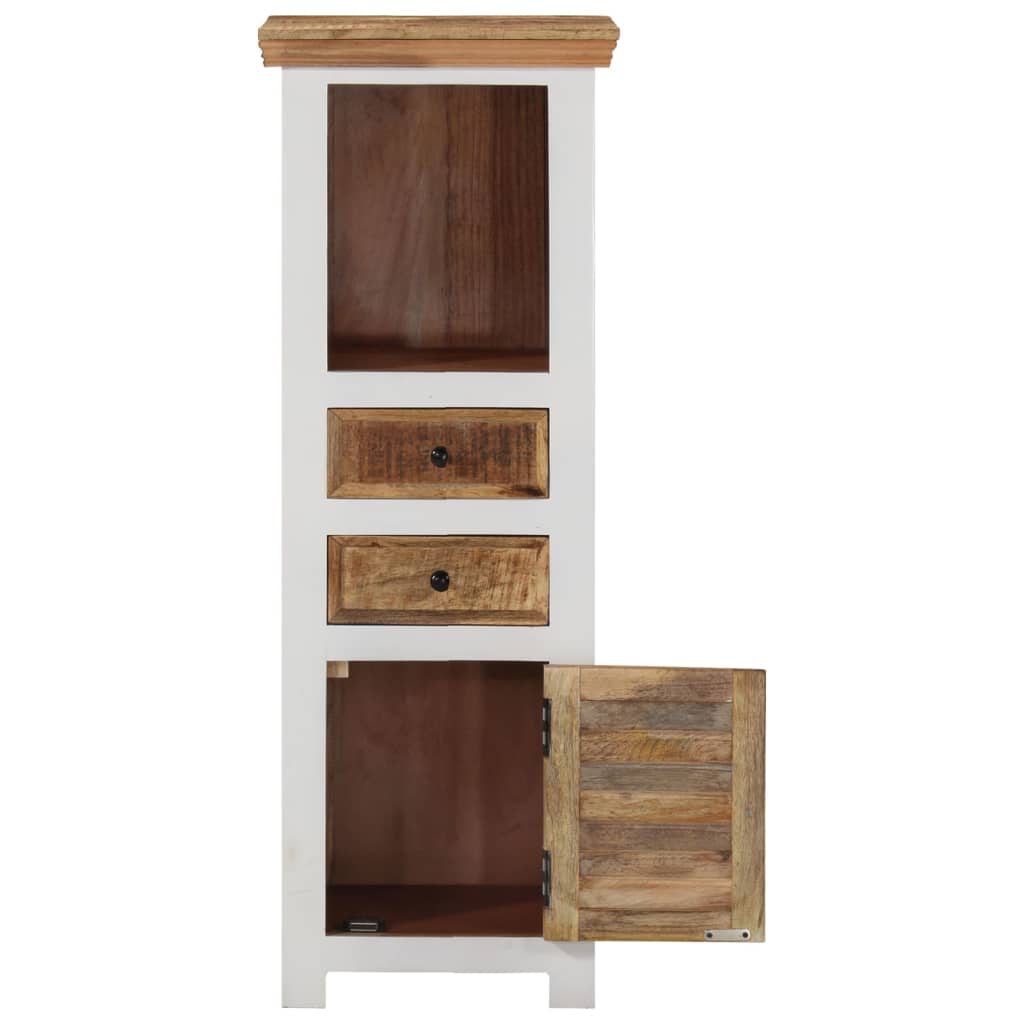 Dulap inalt maro si alb 40x30x110 cm lemn masiv mango si acacia — imaginea 4