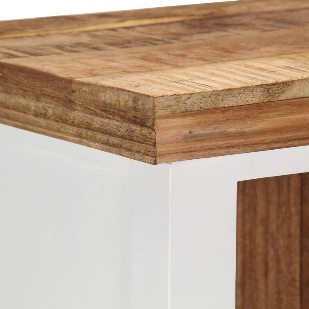 Dulap inalt maro si alb 40x30x110 cm lemn masiv mango si acacia — imaginea 6