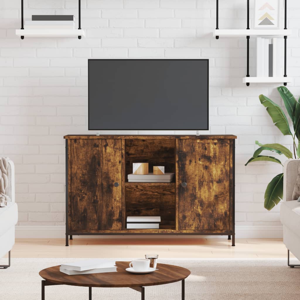Comoda TV, stejar fumuriu, 100x35x65 cm, lemn compozit — imaginea 2
