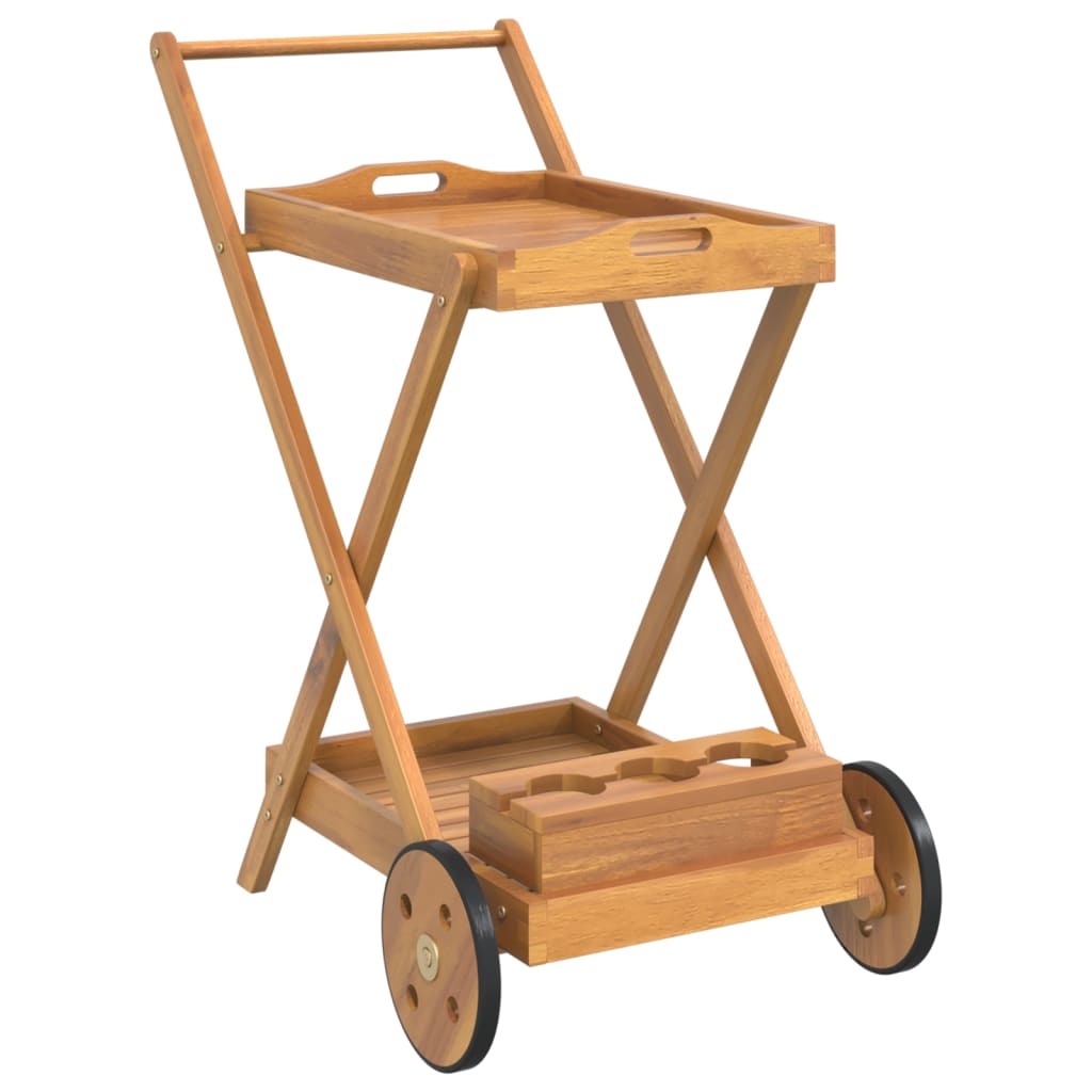 Carucior pentru ceai, 54x87x90 cm, lemn masiv de acacia