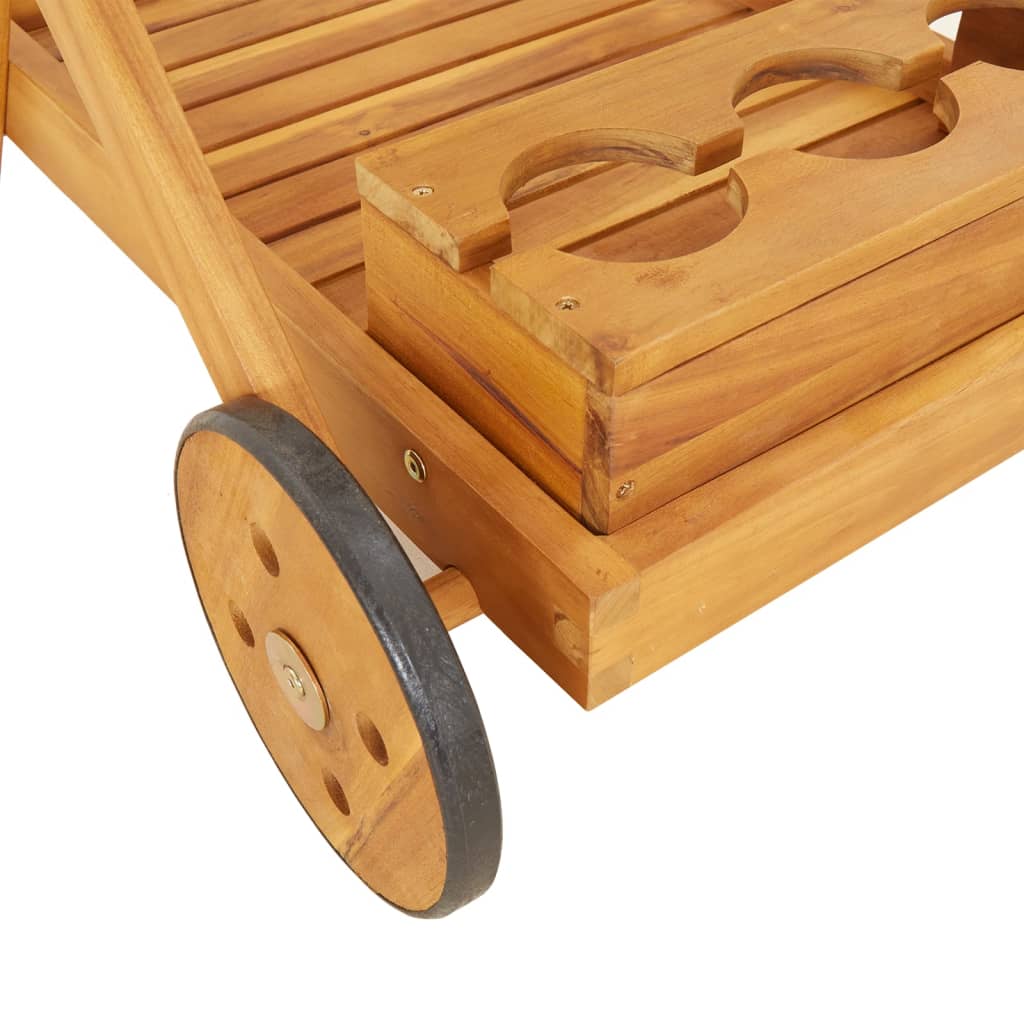 Carucior pentru ceai, 54x87x90 cm, lemn masiv de acacia — imaginea 7