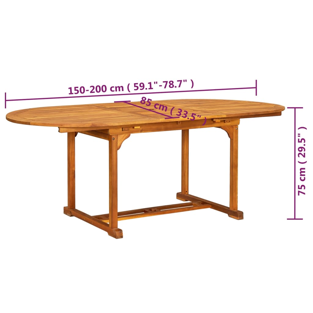 Set mobilier de exterior, 7 piese, lemn masiv de acacia — imaginea 12