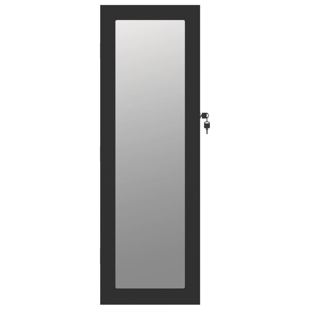Dulap de bijuterii & oglinda montat pe perete negru 30x8,5x90cm — imaginea 4