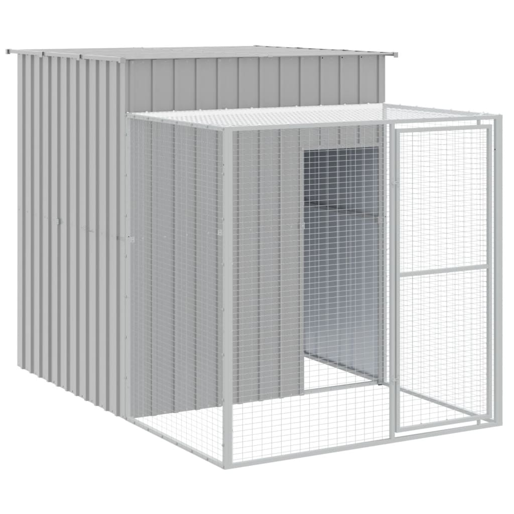 Cotet pui cu incinta gri deschis 165x251x181 cm otel galvanizat