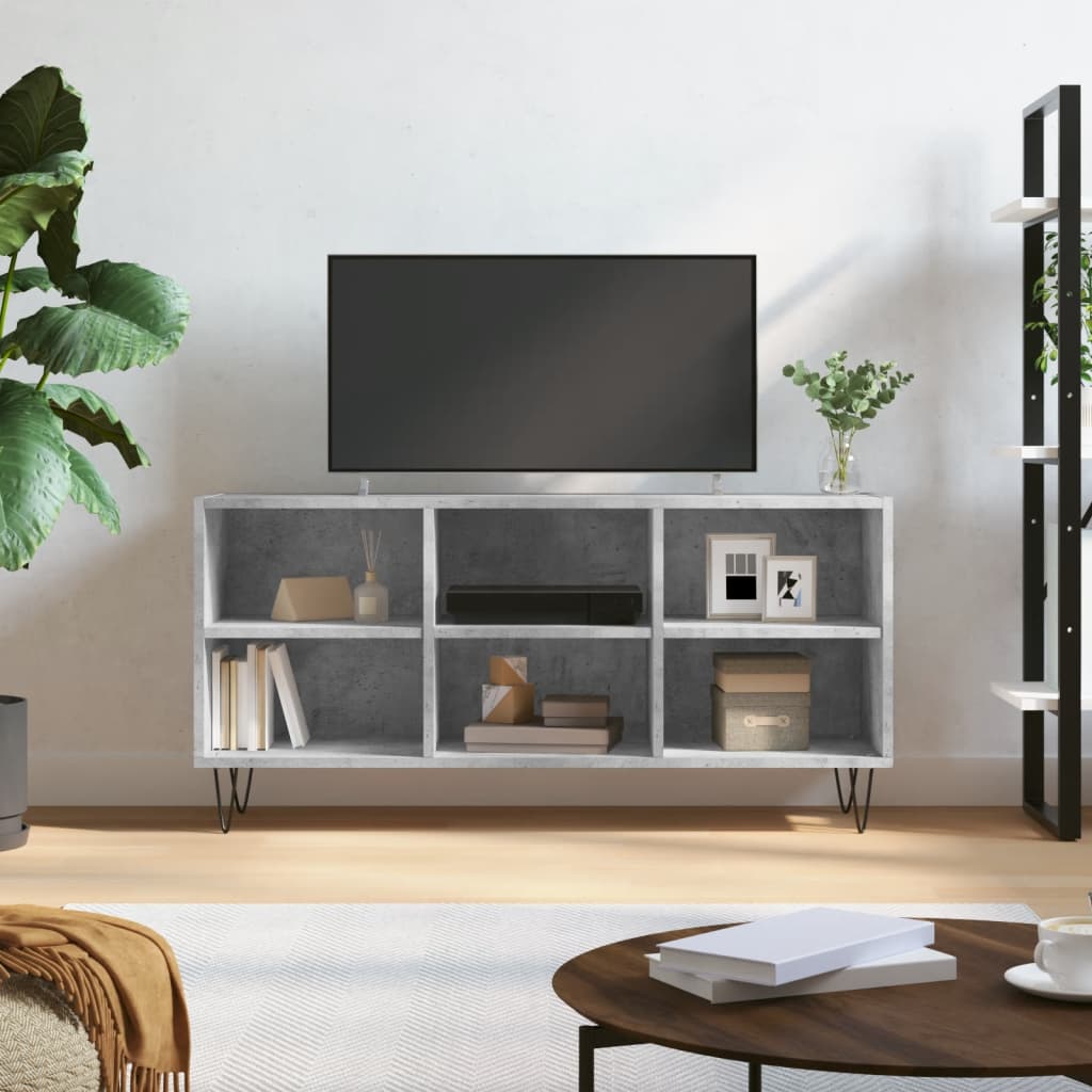 Comoda TV, gri beton, 103,5x30x50 cm, lemn compozit — imaginea 2