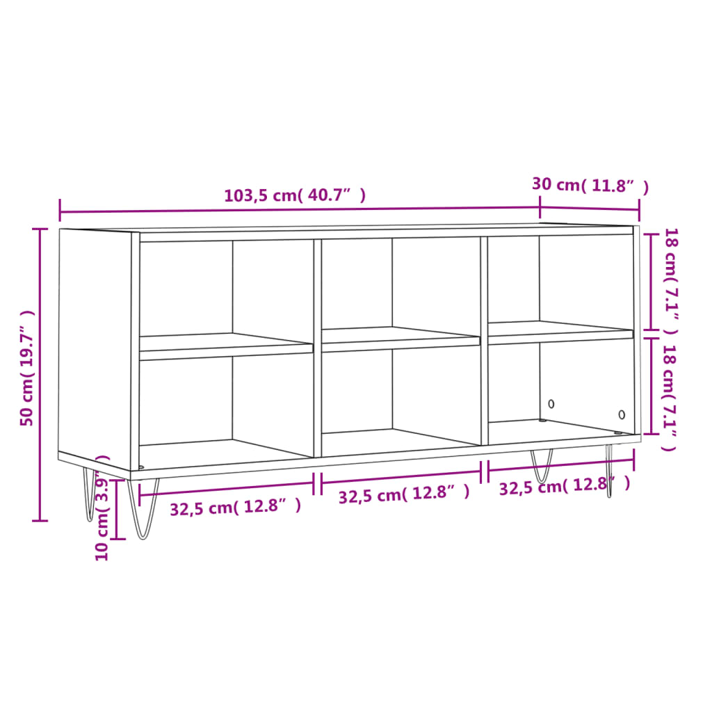 Comoda TV, gri beton, 103,5x30x50 cm, lemn compozit — imaginea 9