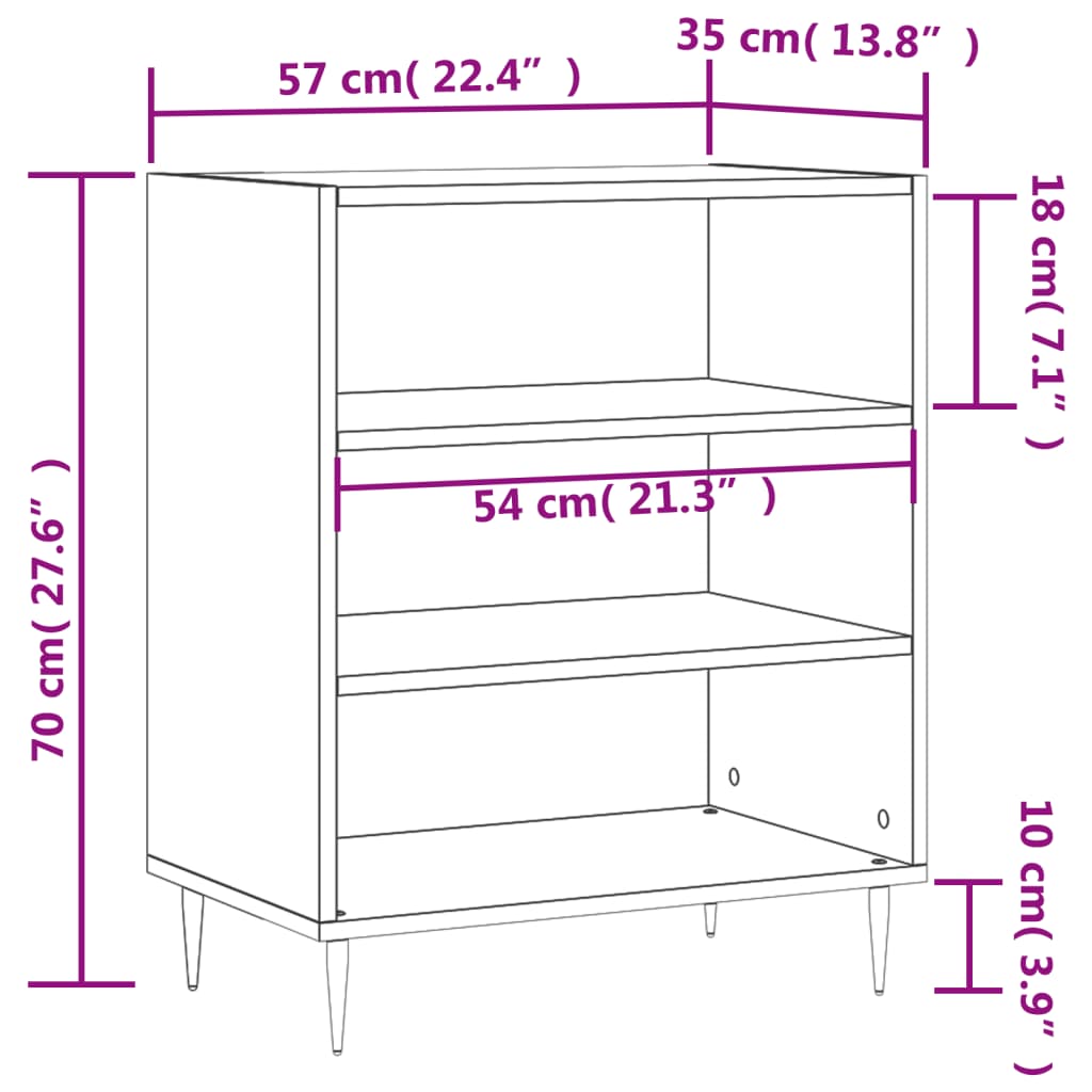 Servanta, gri beton, 57x35x70 cm, lemn compozit — imaginea 9