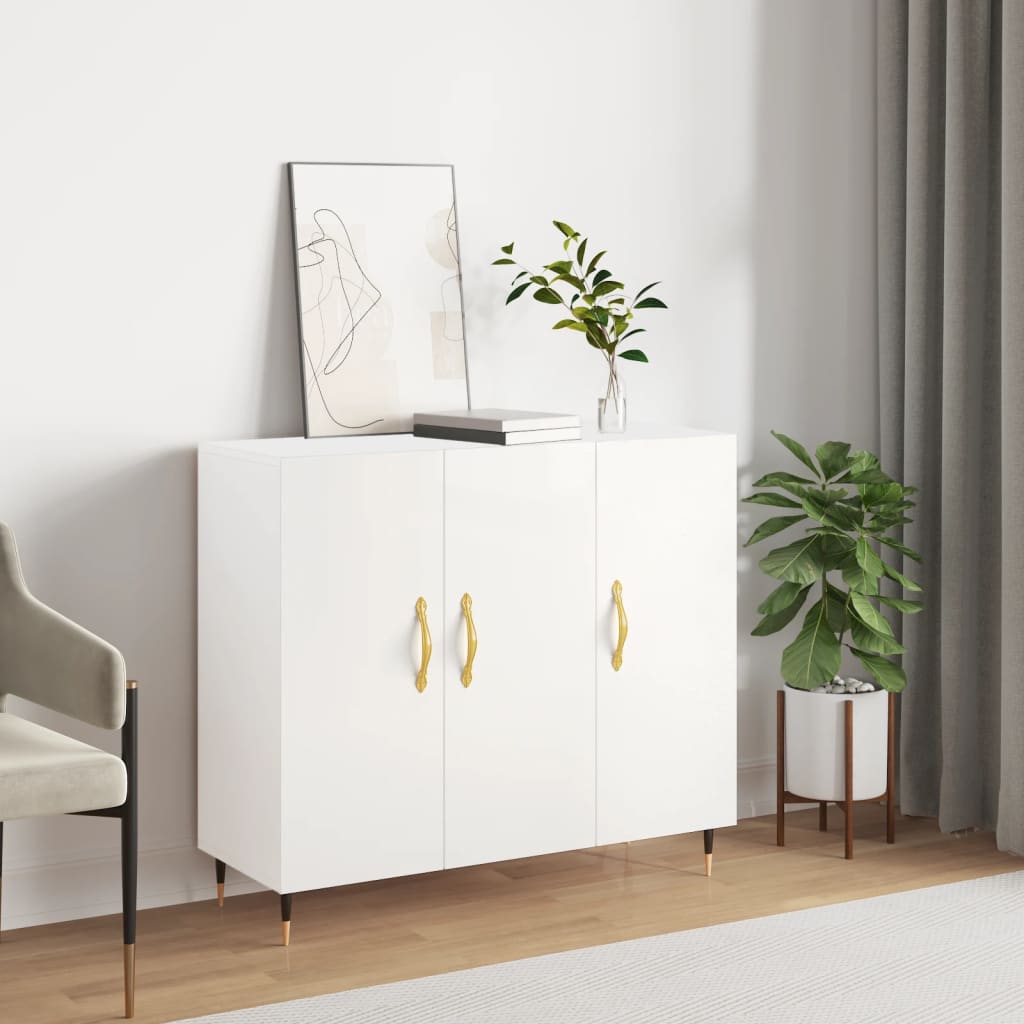 Servanta, alb, 90x34x80 cm, lemn compozit — imaginea 2