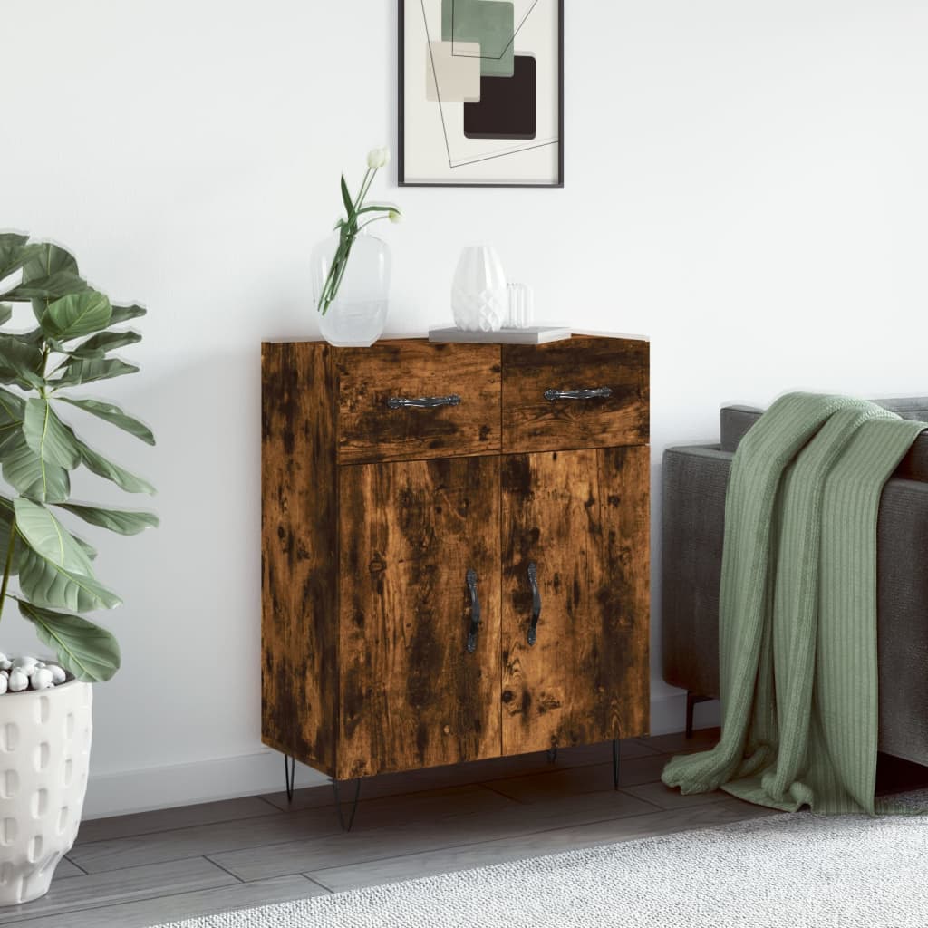 Servanta, stejar fumuriu, 69,5x34x90 cm, lemn compozit — imaginea 2