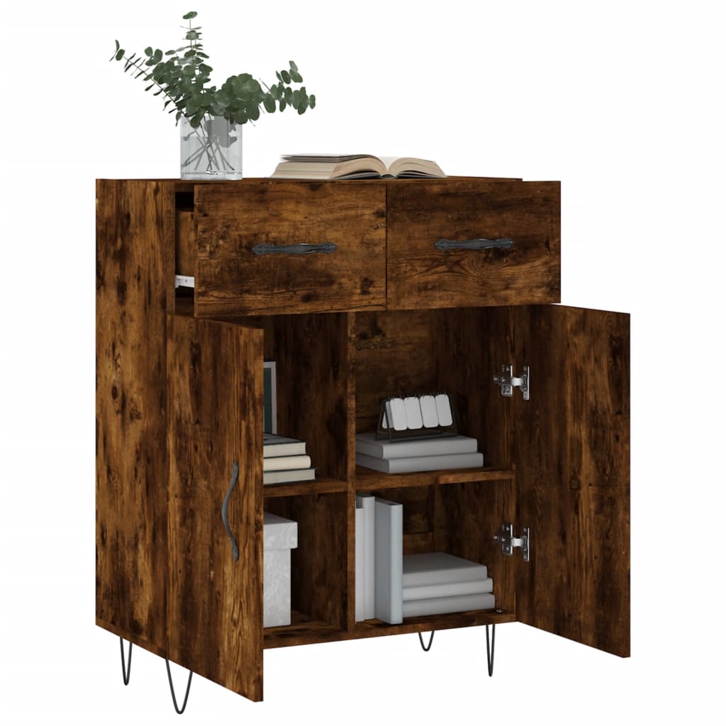 Servanta, stejar fumuriu, 69,5x34x90 cm, lemn compozit — imaginea 4