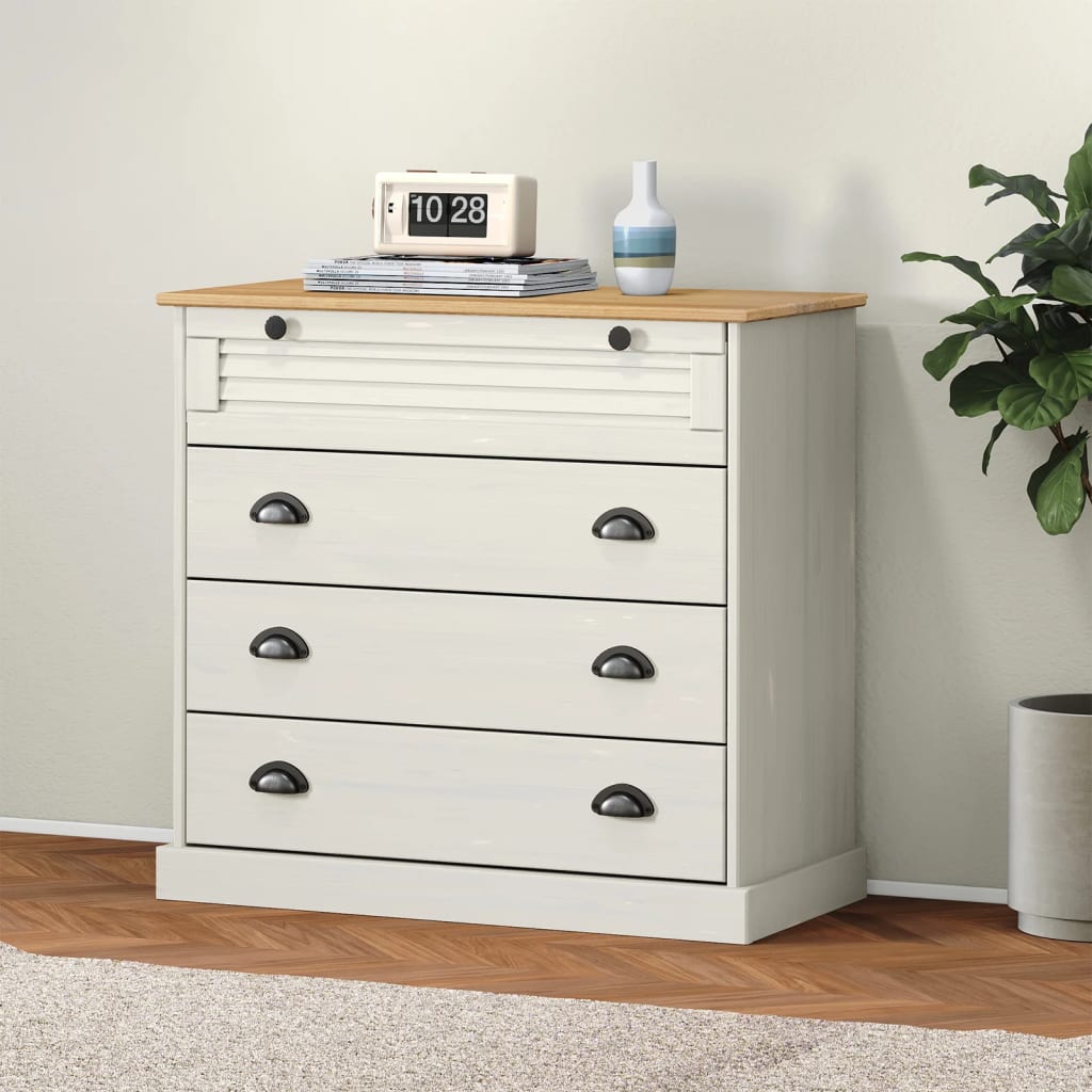 Comoda cu sertare VIGO, alb, 80x40x76 cm, lemn masiv de pin — imaginea 2