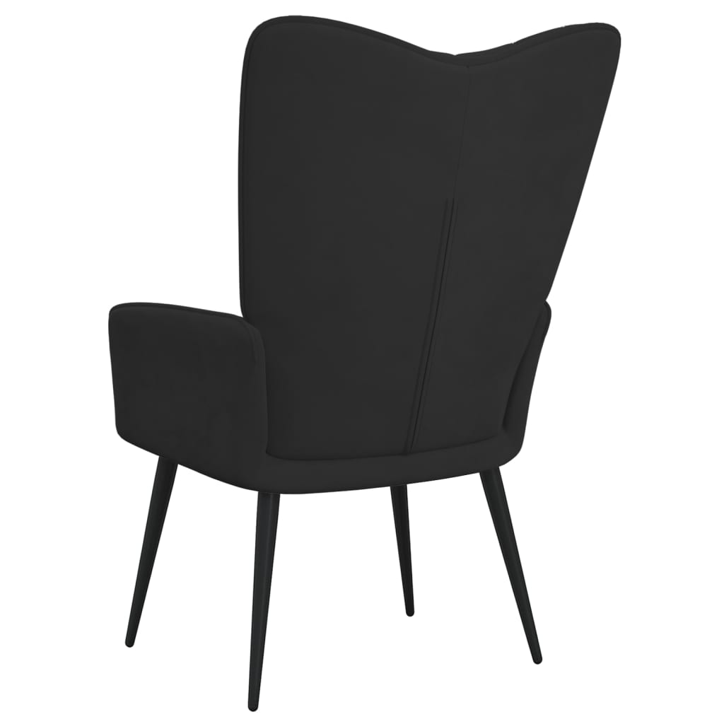 Fotoliu de relaxare, negru, catifea — imaginea 4