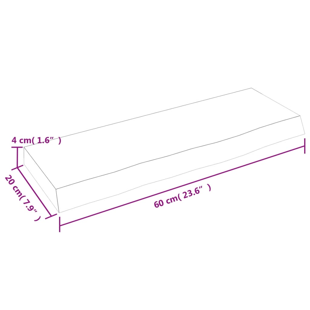 Raft de perete maro inchis 60x20x4 cm lemn masiv stejar tratat — imaginea 5