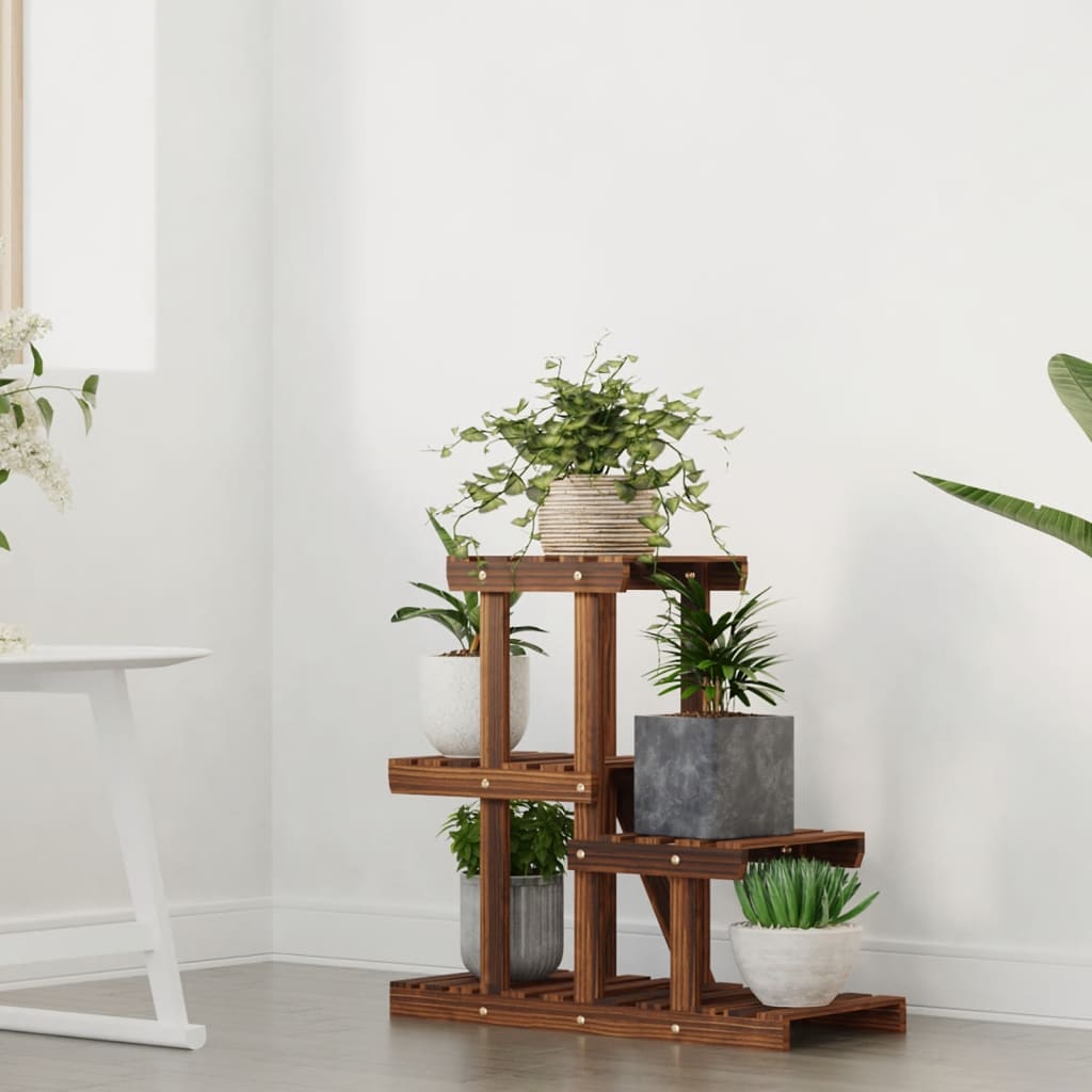 Suport pentru flori, 58x25x51 cm, lemn masiv de brad, maro — imaginea 3
