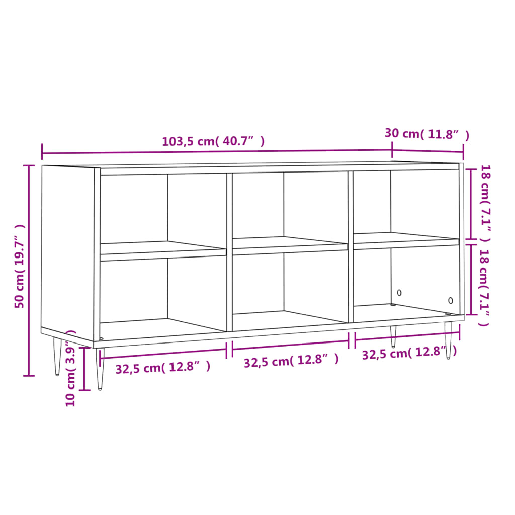 Comoda TV, gri beton, 103,5x30x50 cm, lemn compozit — imaginea 9