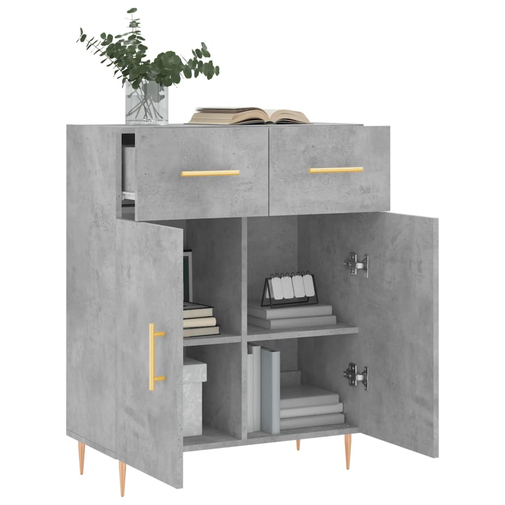 Servanta, gri beton, 69,5x34x90 cm, lemn compozit — imaginea 4