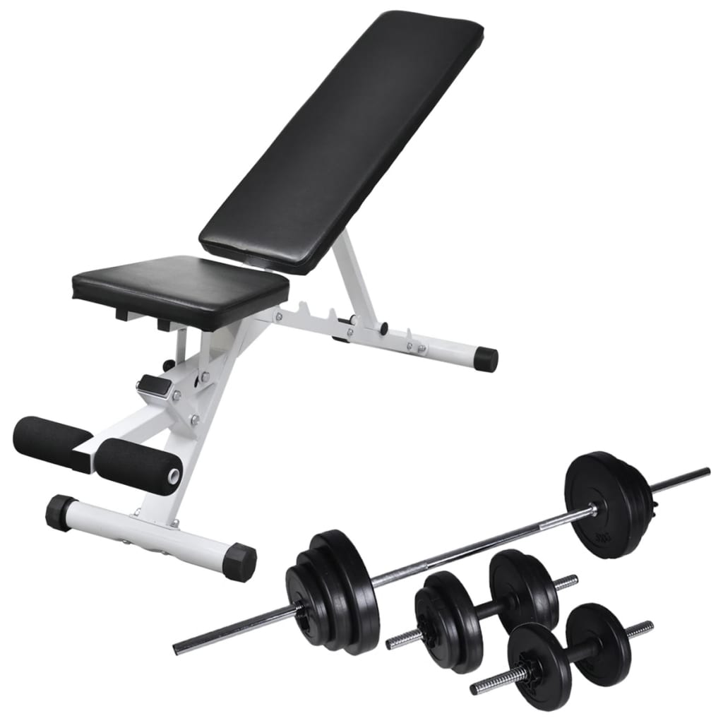 Banca de antrenament cu set de haltere si gantere, 30,5 kg