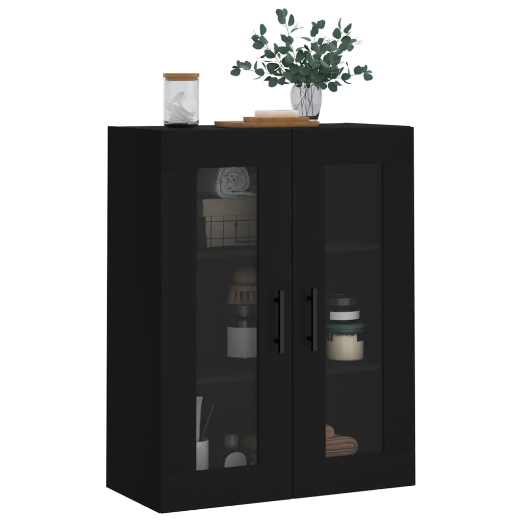 Dulap cu montaj pe perete, negru, 69,5x34x90 cm — imaginea 4
