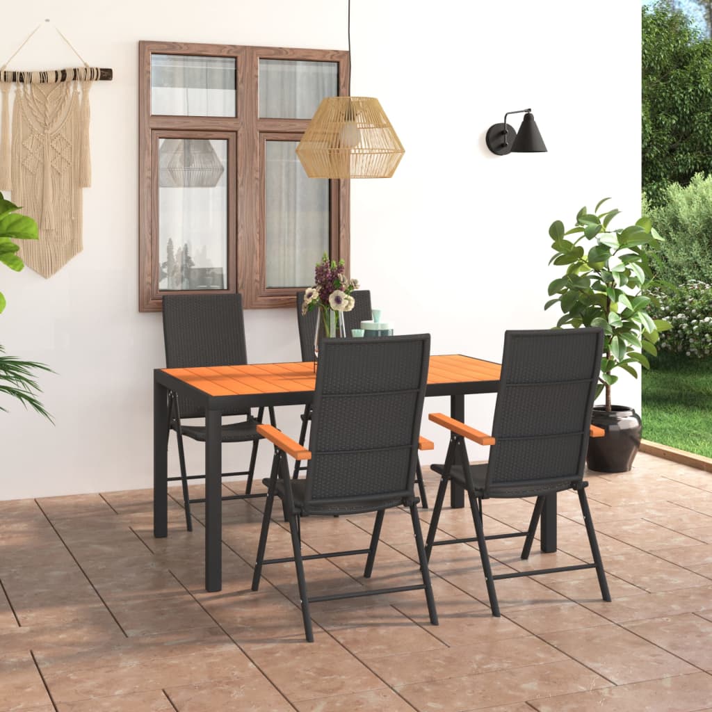 Set mobilier de gradina, 5 piese, negru si maro — imaginea 2