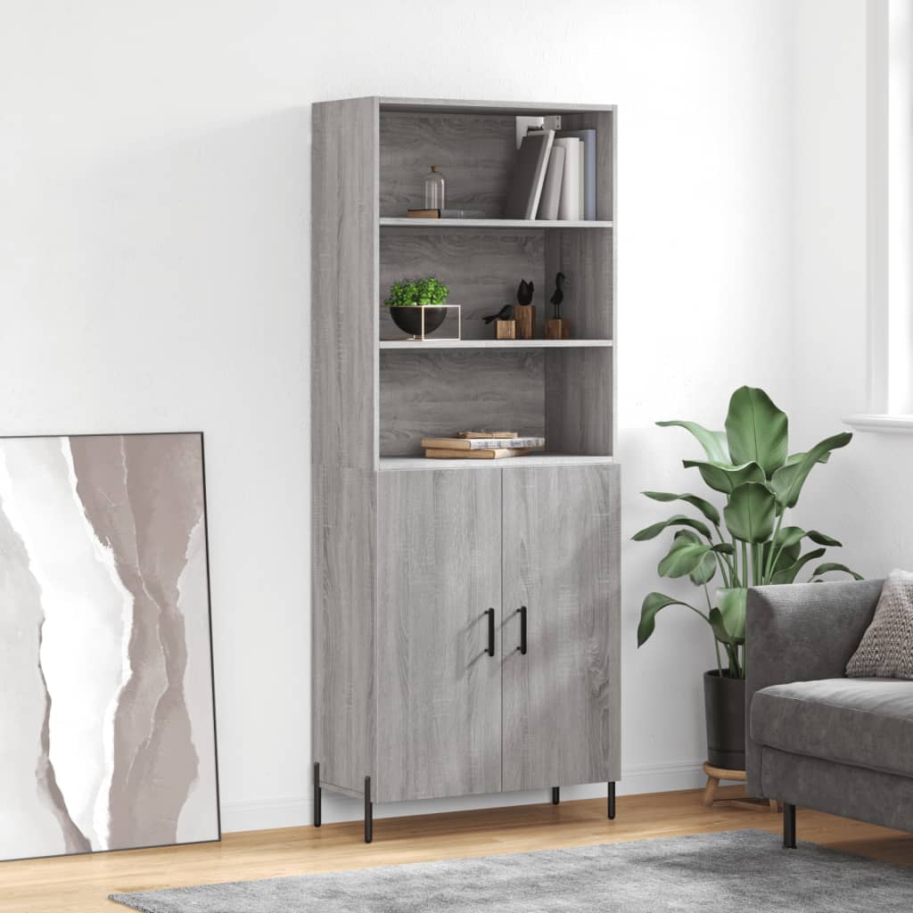 Dulap inalt, gri sonoma, 69,5x34x180 cm, lemn compozit — imaginea 2