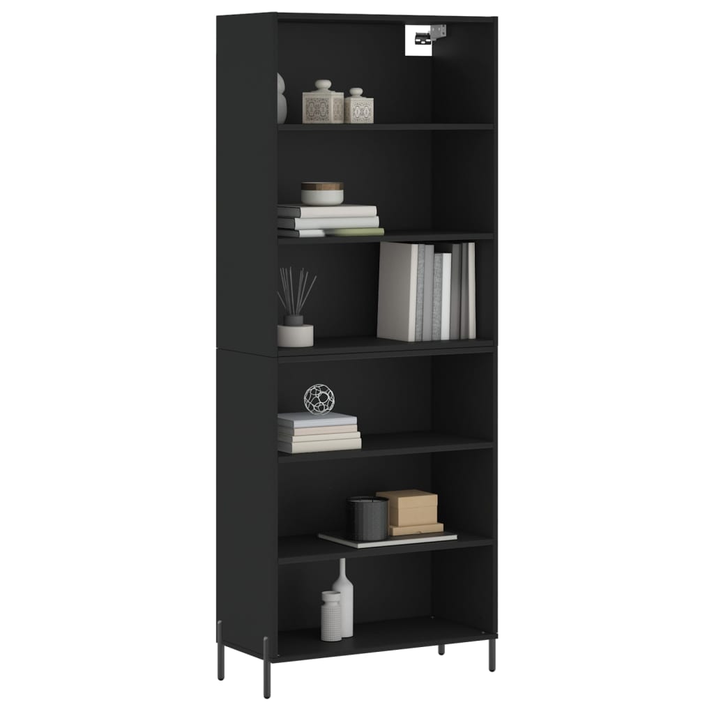 Dulap inalt, negru, 69,5x32,5x180 cm, lemn compozit — imaginea 3