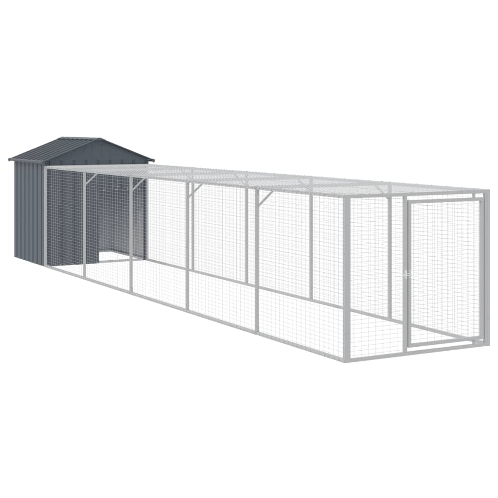 Cotet de pui cu incinta antracit 117x609x123 cm otel galvanizat