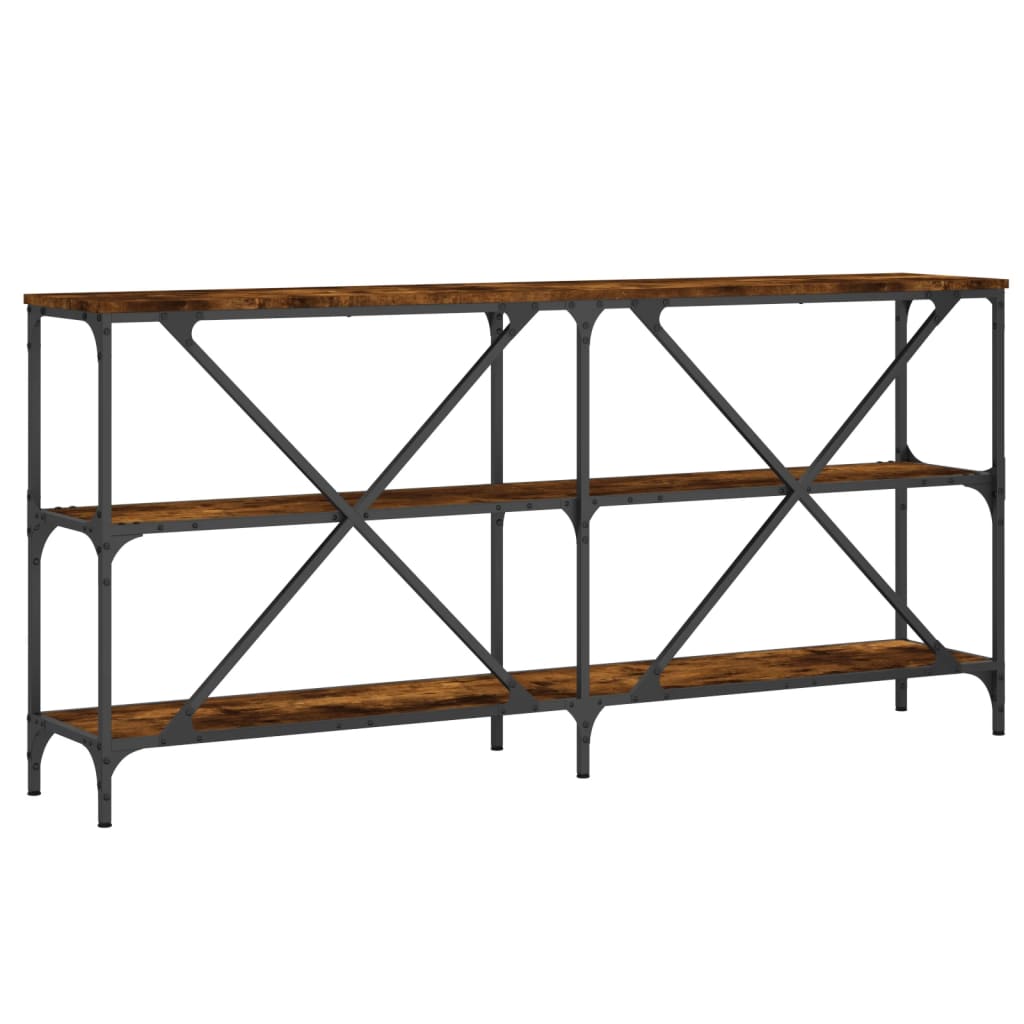 Masa consola stejar afumat 160x30x75 cm lemn prelucrat si fier — imaginea 6