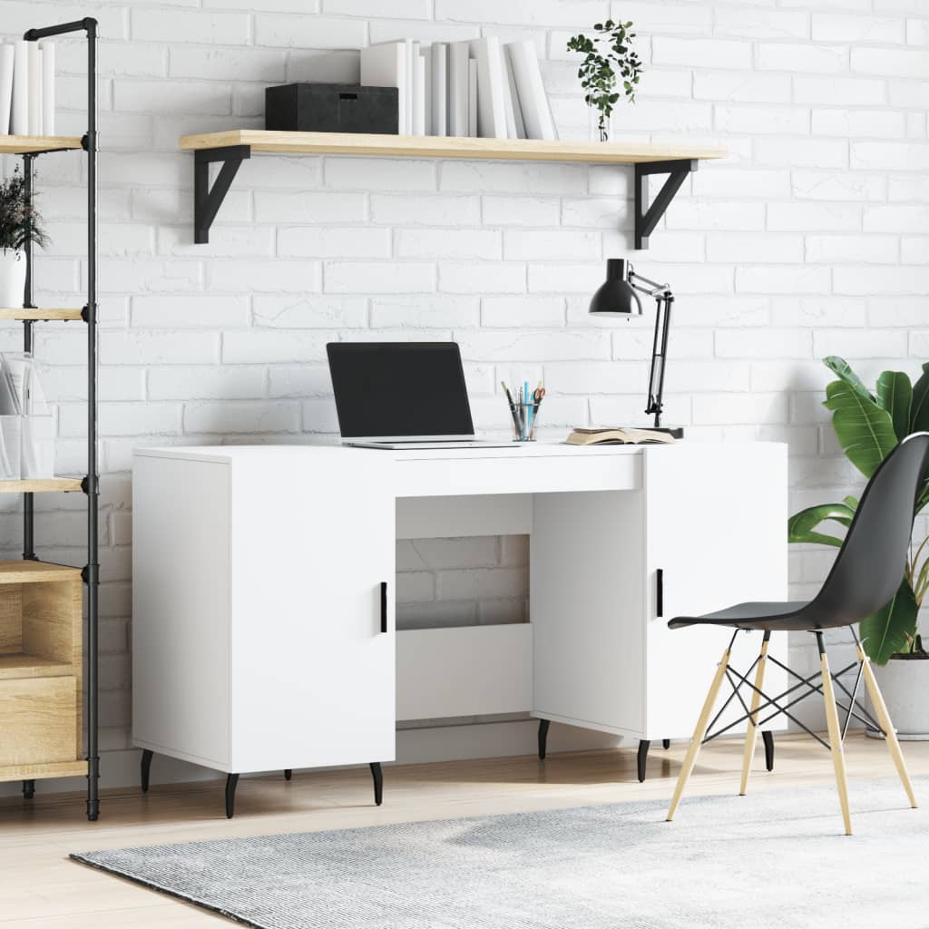 Birou, alb, 140x50x75 cm, lemn compozit — imaginea 2