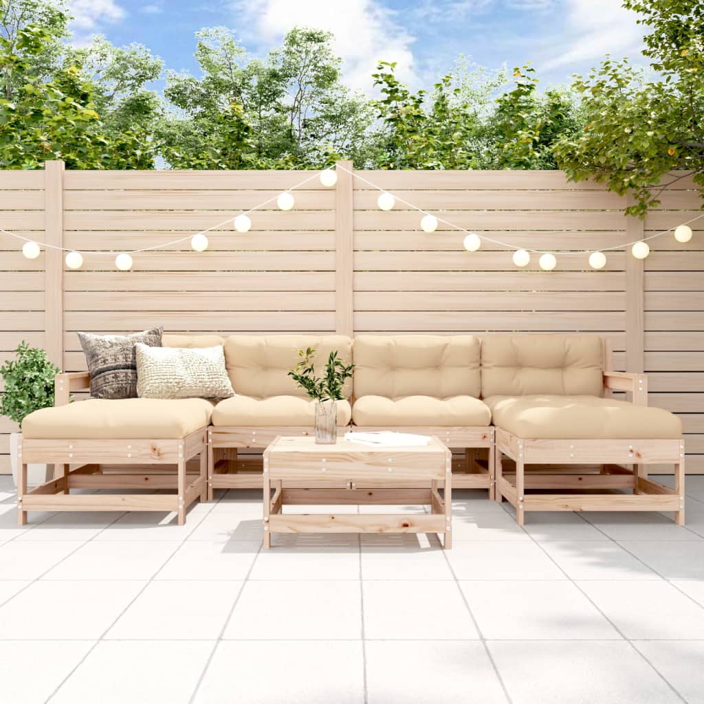 Set mobilier de gradina, 7 piese, lemn masiv de pin — imaginea 2