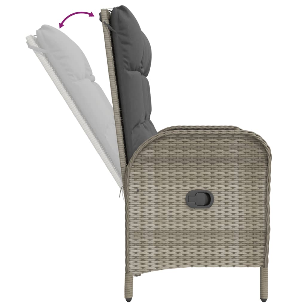 Set mobilier de gradina cu perne, 4 piese, gri, poliratan — imaginea 6