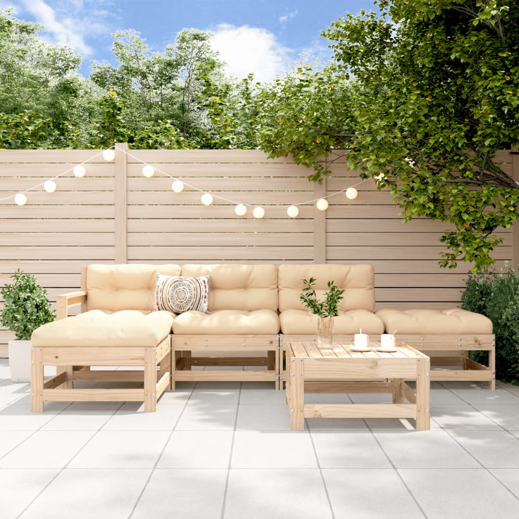 Set mobilier relexare de gradina, 6 piese, lemn masiv de pin — imaginea 2