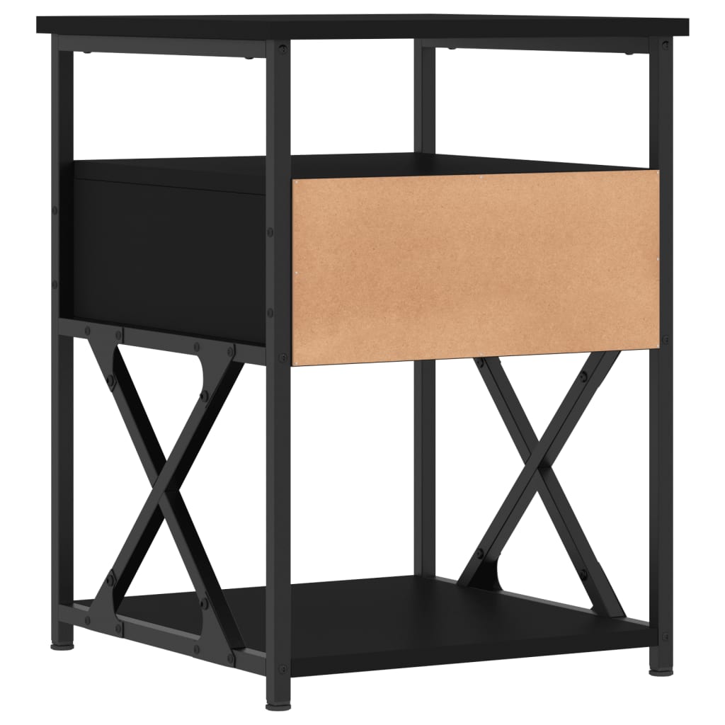 Noptiere, 2 buc., negru, 40x42x55 cm, lemn prelucrat — imaginea 9