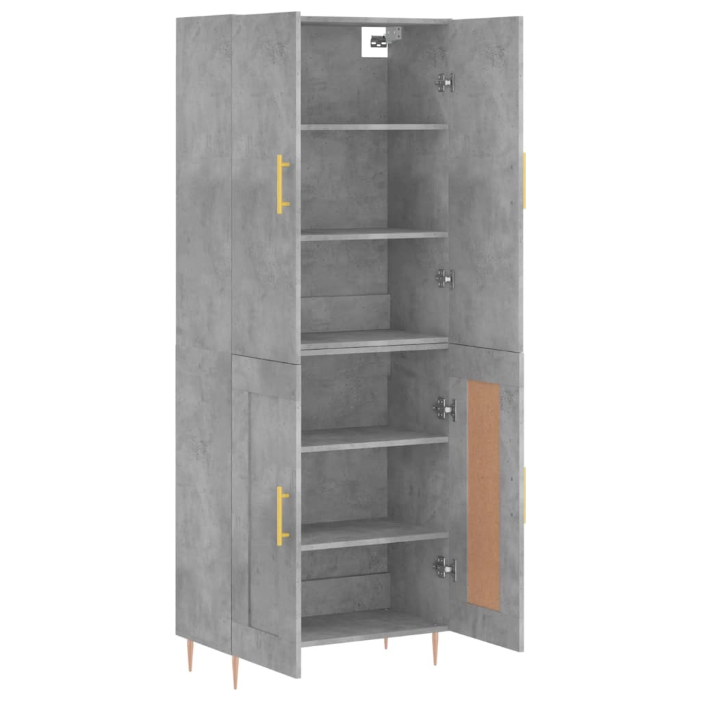 Dulap inalt, gri beton, 69,5x34x180, lemn compozit — imaginea 4