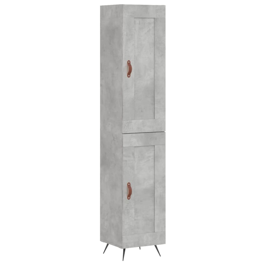 Dulap inalt, gri beton, 34,5x34x180 cm, lemn prelucrat