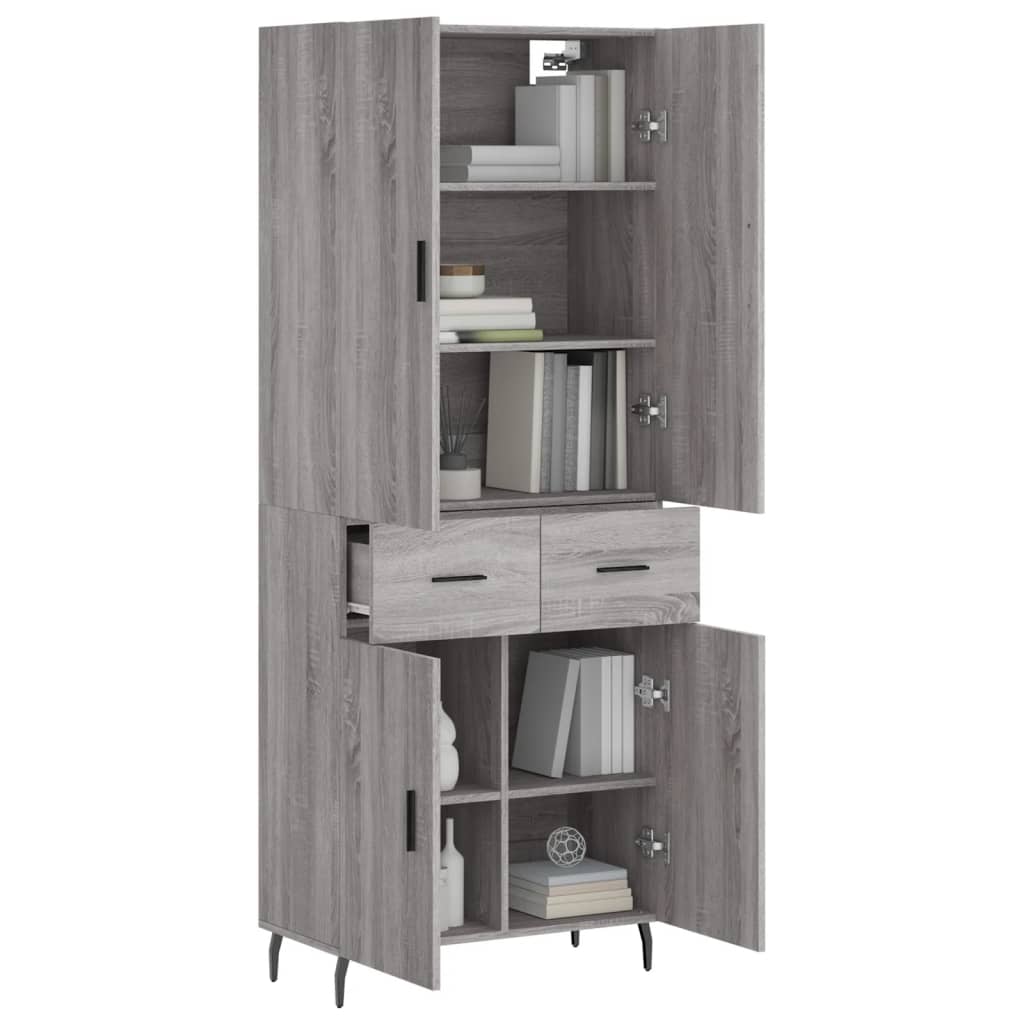 Dulap inalt, gri sonoma, 69,5x34x180 cm, lemn compozit — imaginea 3