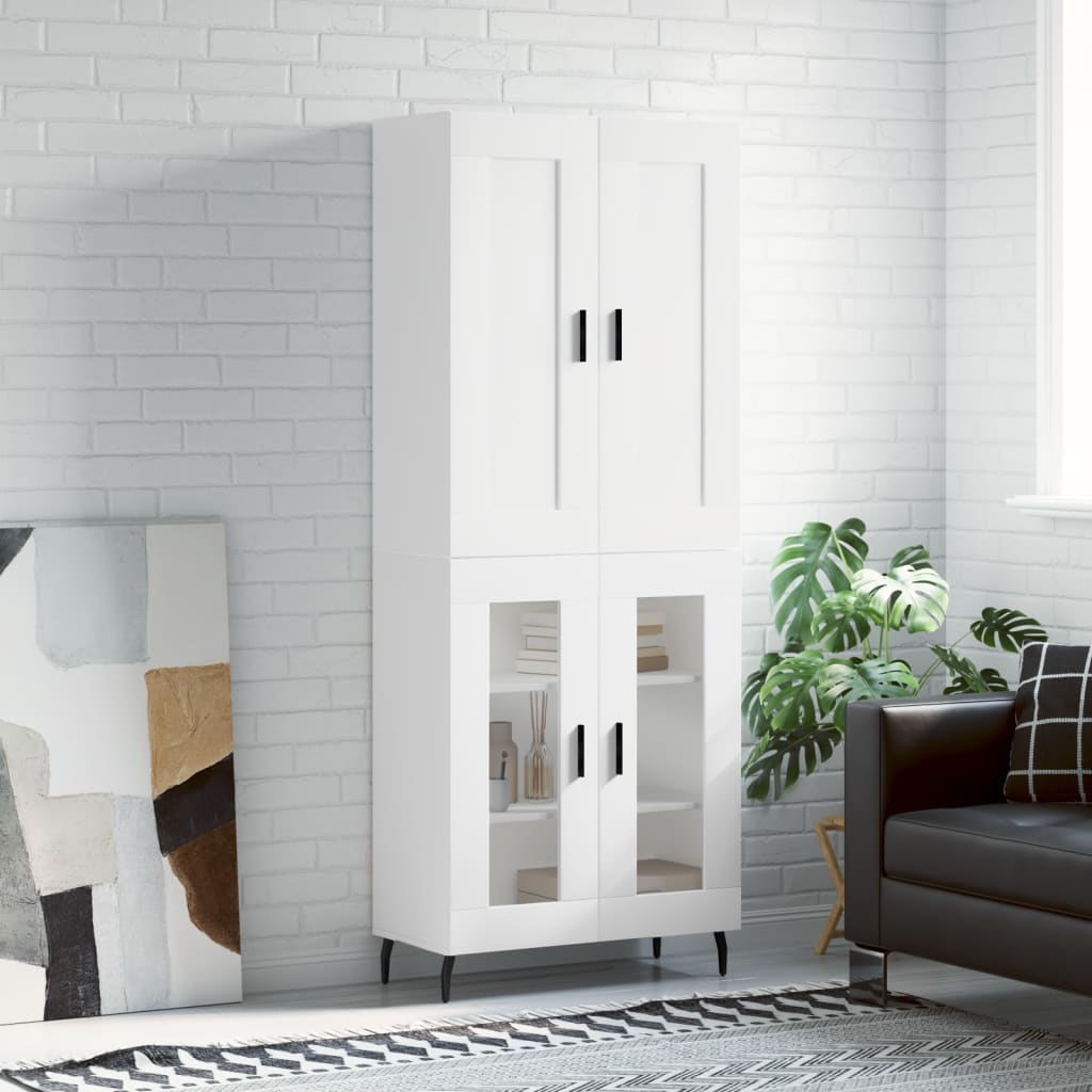 Dulap inalt, alb, 69,5x34x180 cm, lemn compozit — imaginea 2