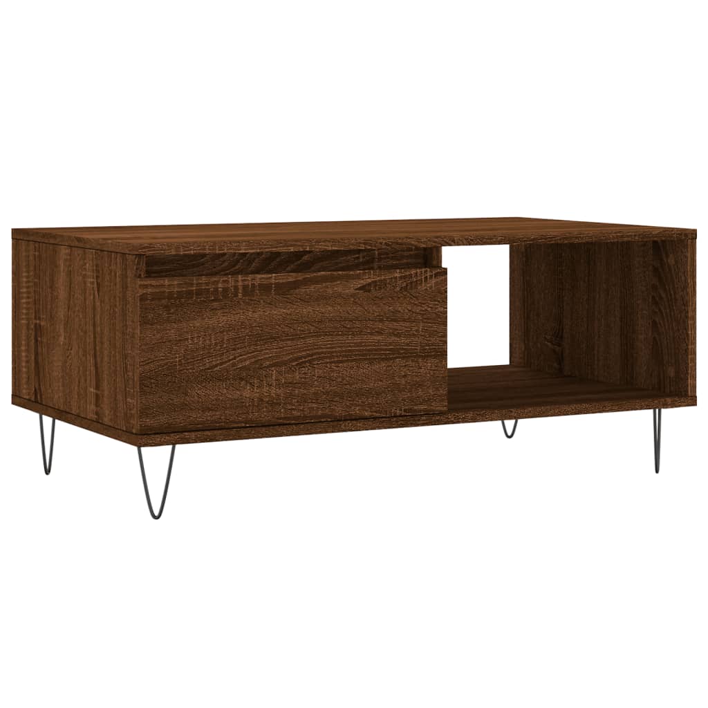 Masuta de cafea, stejar maro, 90x50x36,5 cm, lemn prelucrat