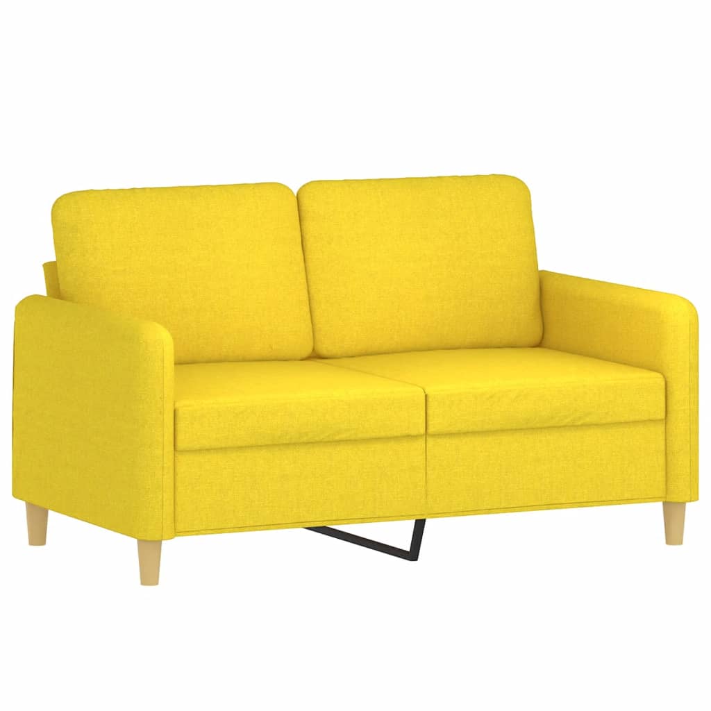 Canapea cu 2 locuri cu pernute, galben deschis, 120 cm, textil — imaginea 4